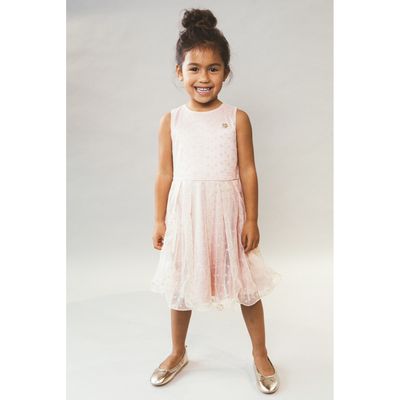 PINK DRESS CREAM EMBMROIDERED TULLE OPEN BACK / C511-5815-228
