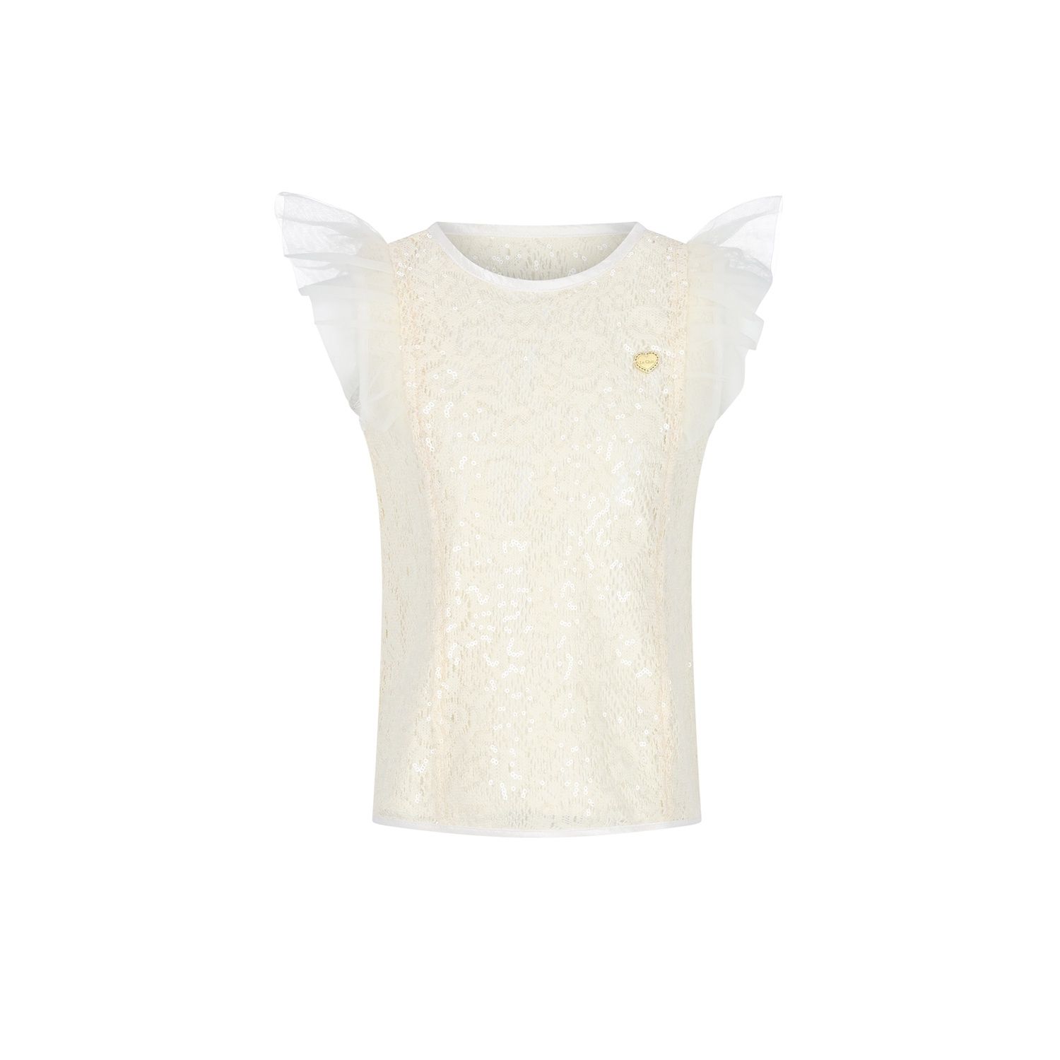 OFF WHITE LACE TOP W/SEQUINS / C601-5107-003