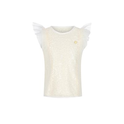OFF WHITE LACE TOP W/SEQUINS / C601-5107-003