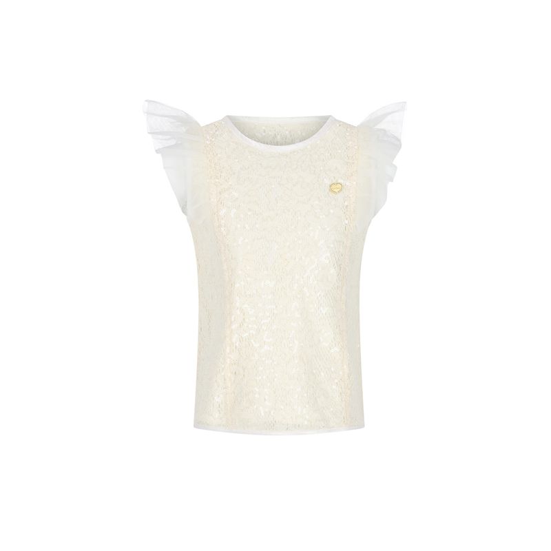 OFF WHITE LACE TOP W/SEQUINS / C601-5107-003