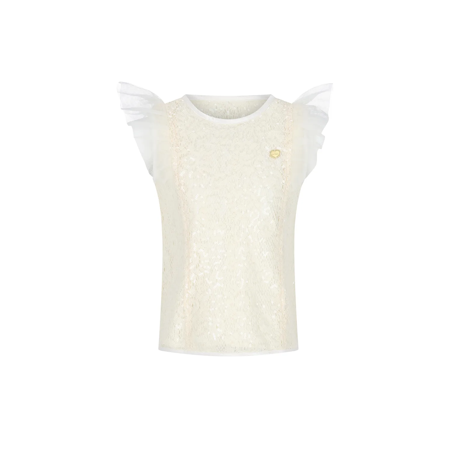 OFF WHITE LACE TOP W/SEQUINS / C601-5107-003
