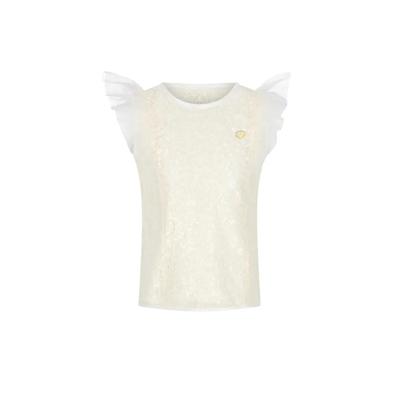 OFF WHITE LACE TOP W/SEQUINS / C601-5107-003