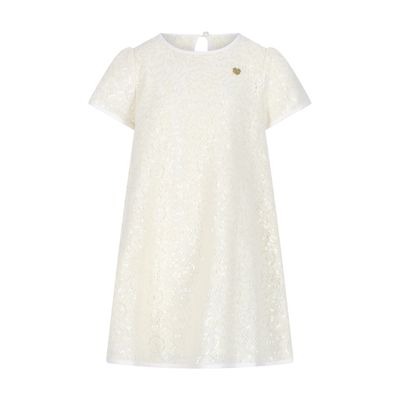 OFF WHITE SEQUIN CROCHET DRESS SHORT SLEEVE / C601-5860-003