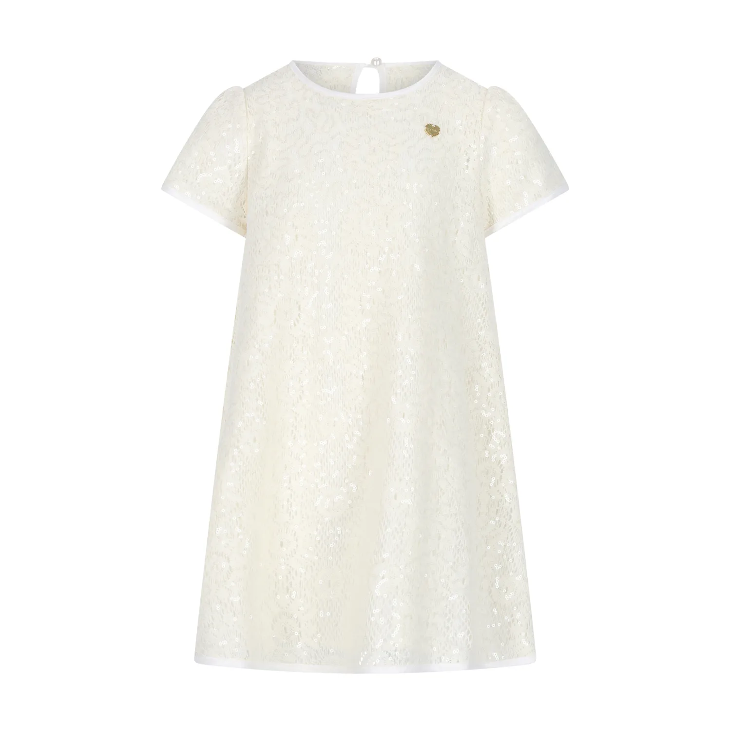 OFF WHITE SEQUIN CROCHET DRESS SHORT SLEEVE / C601-5860-003 OFF WHITE SEQUIN CROCHET DRESS SHORT SLEEVE / C601-5860-003