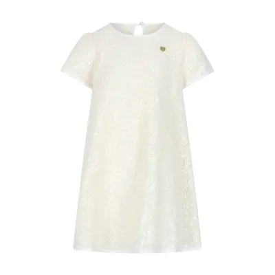 OFF WHITE SEQUIN CROCHET DRESS SHORT SLEEVE / C601-5860-003