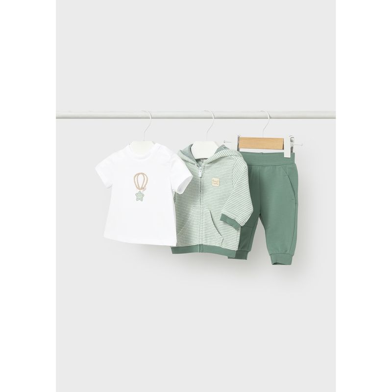 3PC GREEN STRIPE KNIT TRACKSUIT HOODED / 1892-092