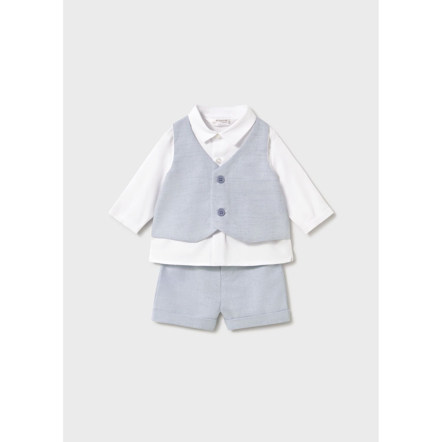 2PC LIGHT BLUE SHORT SET IMITATION VEST / 1269-024