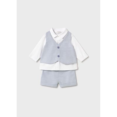 2PC LIGHT BLUE SHORT SET IMITATION VEST / 1269-024