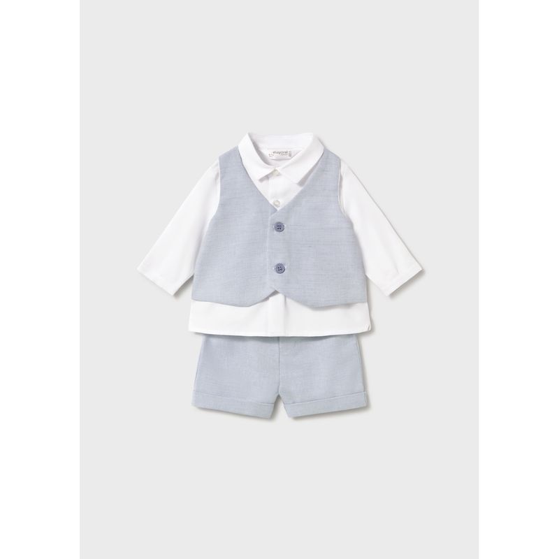 2PC LIGHT BLUE SHORT SET IMITATION VEST / 1269-024