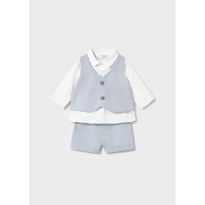 2PC LIGHT BLUE SHORT SET IMITATION VEST / 1269-024