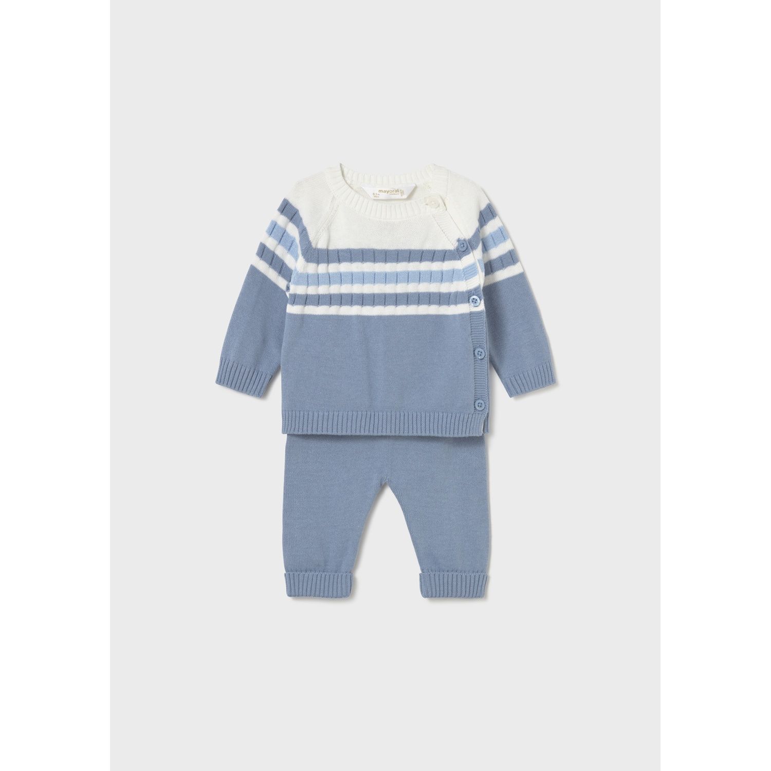 2PC BLUE KNIT PANT SET STRIPED TOP / 1505-057