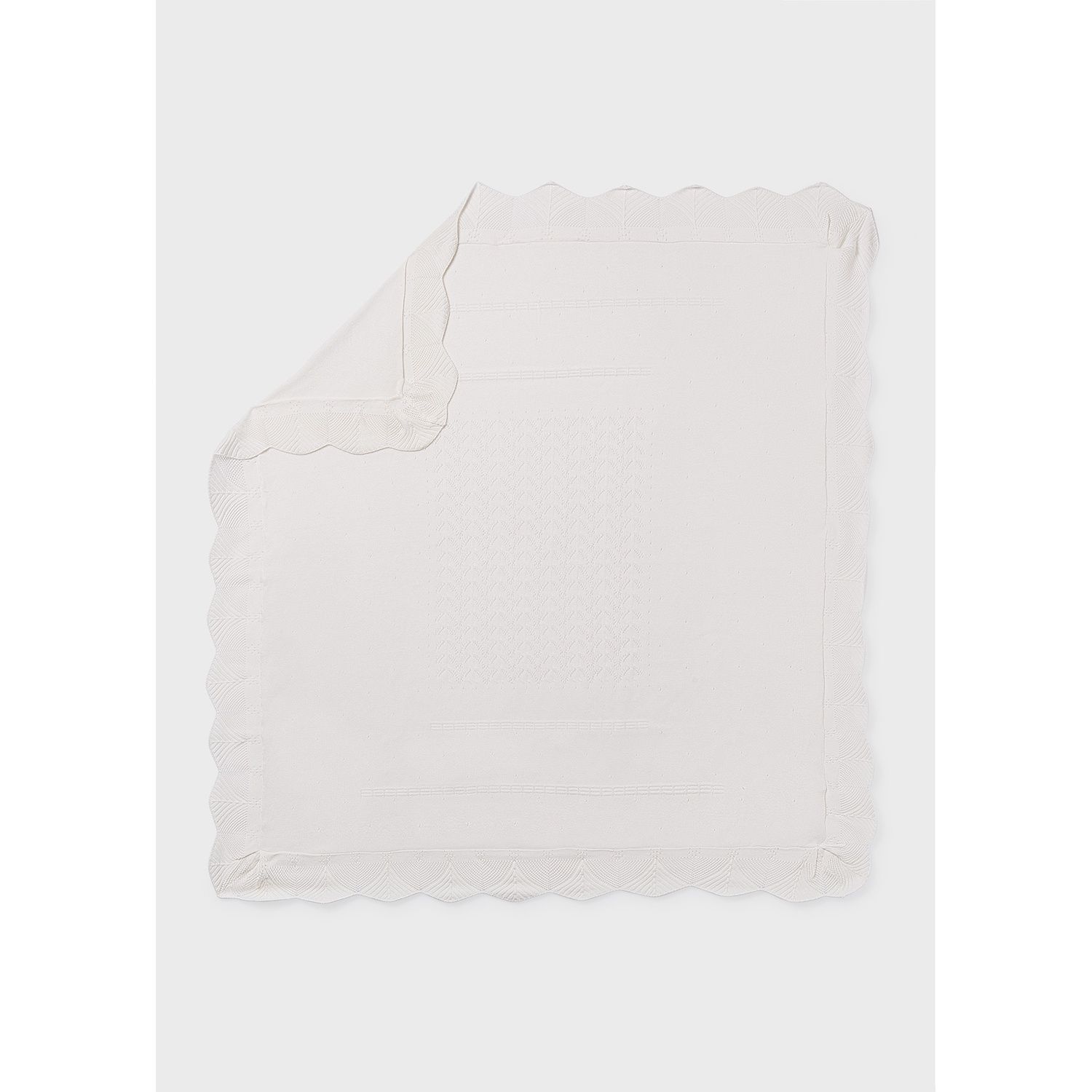 OFF WHITE KNIT BLANKET SCALLOPED EDGE / 9020-091