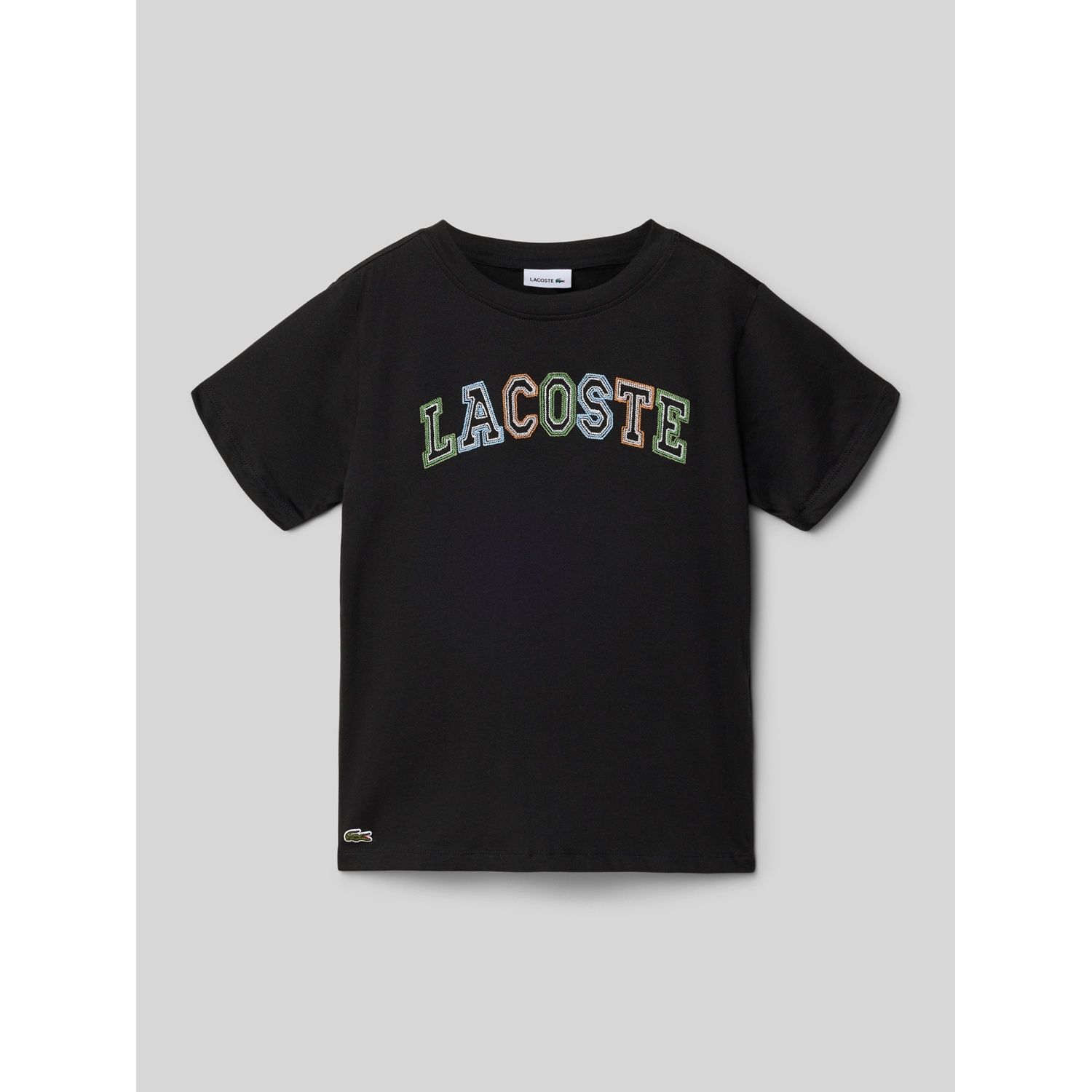 BLACK TSHIRT SHORT SLEEVE LACOSTE EMBROIDERY MCL / 94785-K96