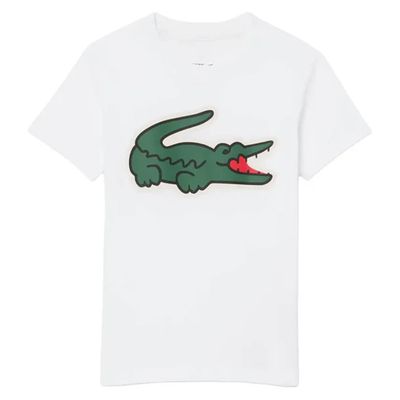 WHITE TSHIRT SHORT SLEEVE GREEN ALIGATOR PRINT / 947234-WLB