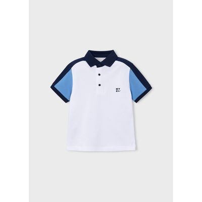 OFF WHITE -BLUE POLO TOP SHORT SLEEVE NVY COLLAR / 3109-042