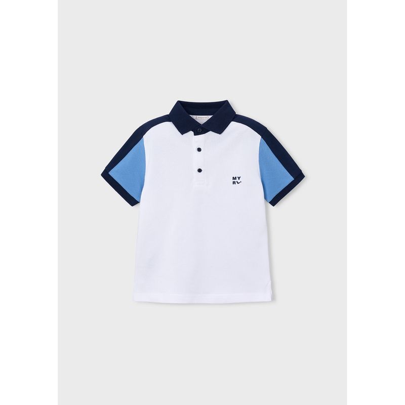 OFF WHITE -BLUE POLO TOP SHORT SLEEVE NVY COLLAR / 3109-042