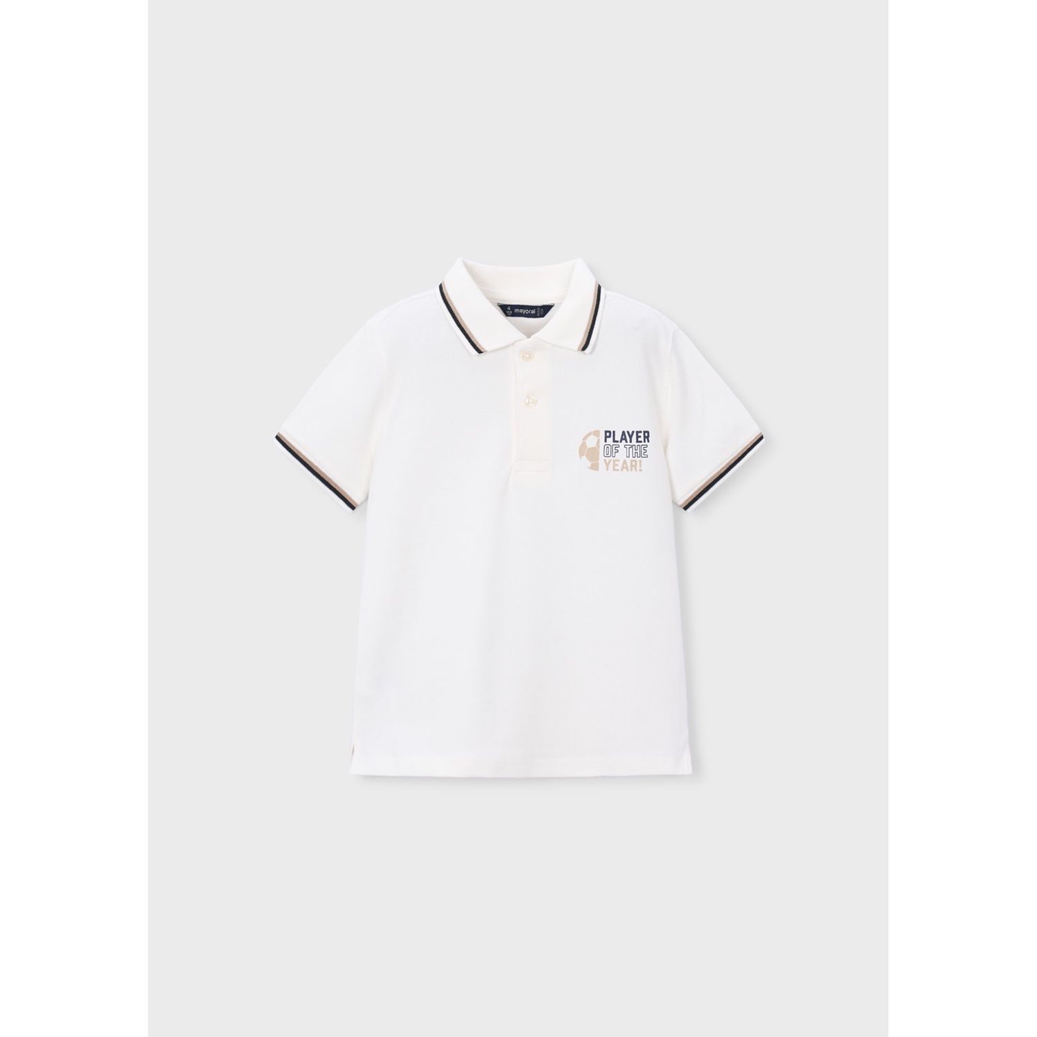 CREAM POLO TOP NVY & BRWN #28 PRINT / 3108-062