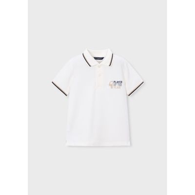 CREAM POLO TOP NVY & BRWN #28 PRINT / 3108-062