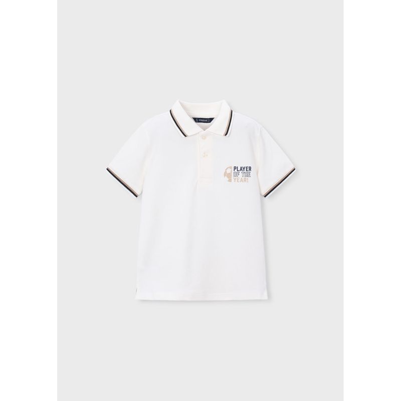 CREAM POLO TOP NVY & BRWN #28 PRINT / 3108-062