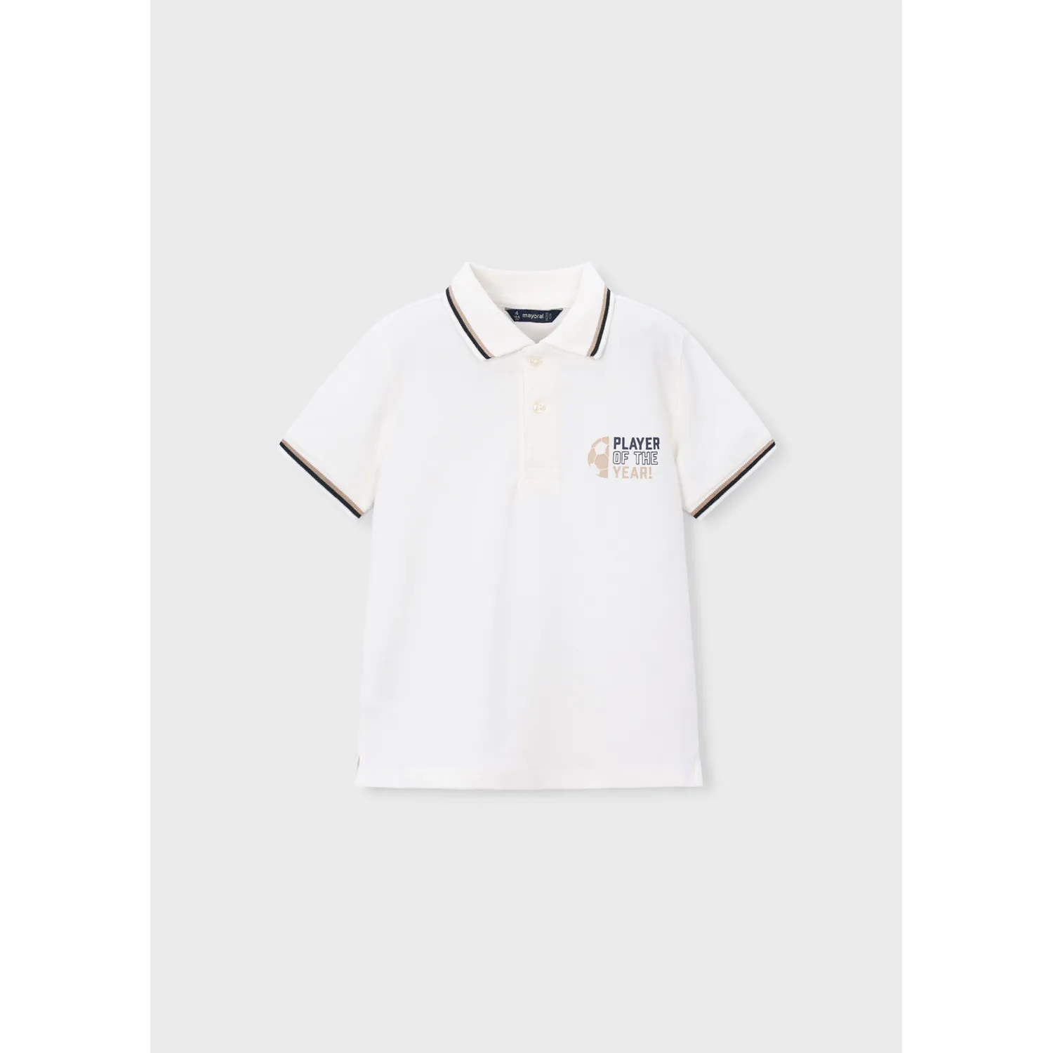 CREAM POLO TOP NVY & BRWN #28 PRINT / 3108-062