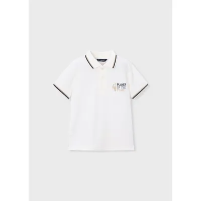 CREAM POLO TOP NVY & BRWN #28 PRINT / 3108-062