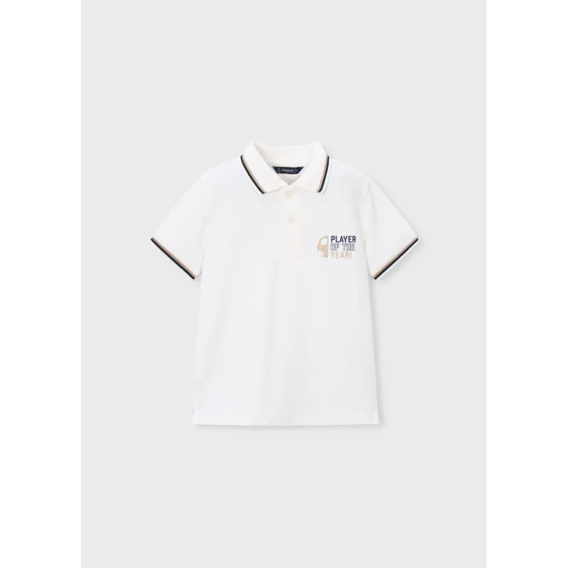 CREAM POLO TOP NVY & BRWN #28 PRINT / 3108-062