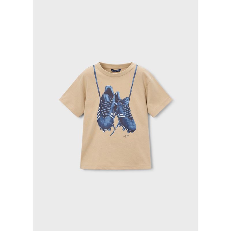 LIGHT BROWN TSHIRT NVY SOCCER PRINT SHOES SHORT SLEEVE / 3075-075