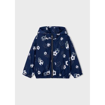 NAVY HOODED WINDBREAKER SOCCER BALL PRINT / 3446-057