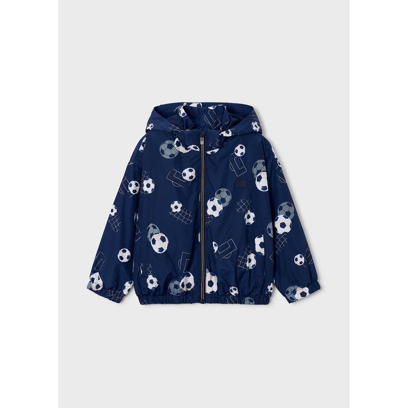 NAVY HOODED WINDBREAKER SOCCER BALL PRINT / 3446-057