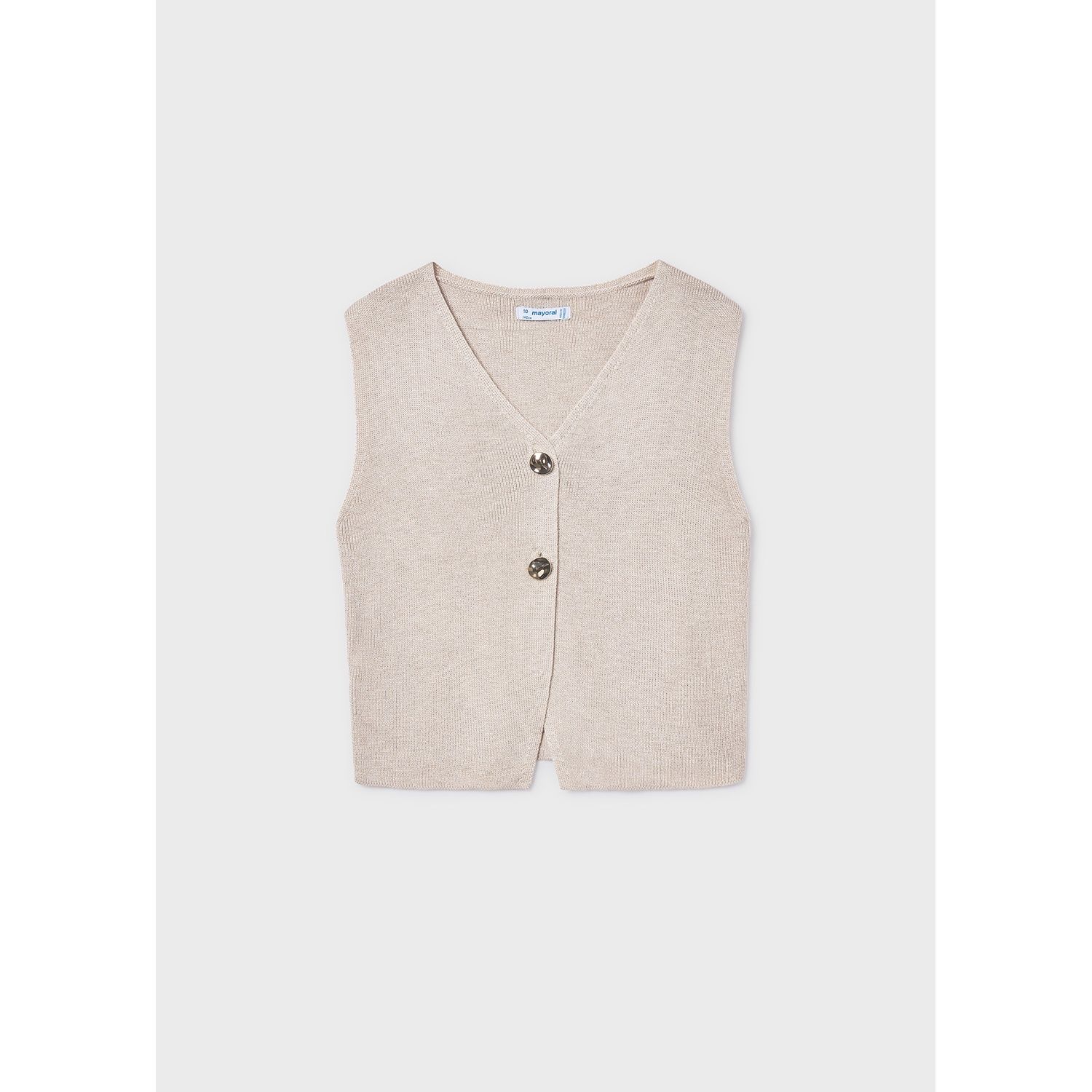 TAUPE KNIT CARDIGAN GOLD BUTTONS / 6020-029