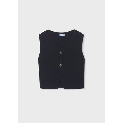 BLACK KNIT CARDIGAN GOLD BUTTONS / 6020-031