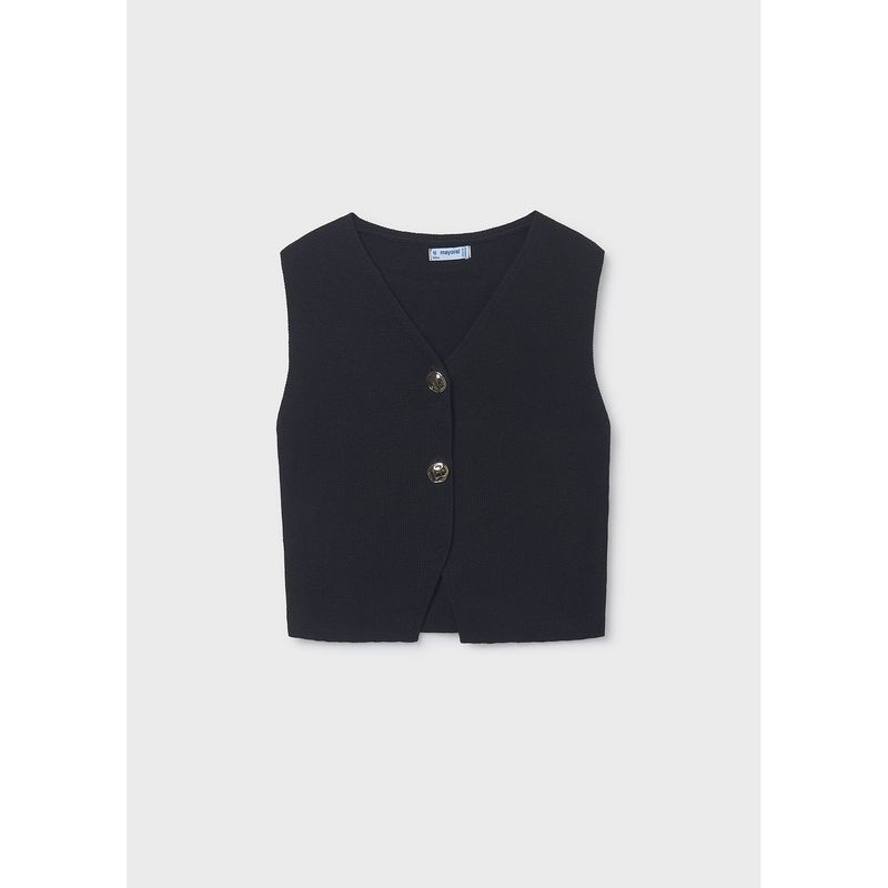 BLACK KNIT CARDIGAN GOLD BUTTONS / 6020-031