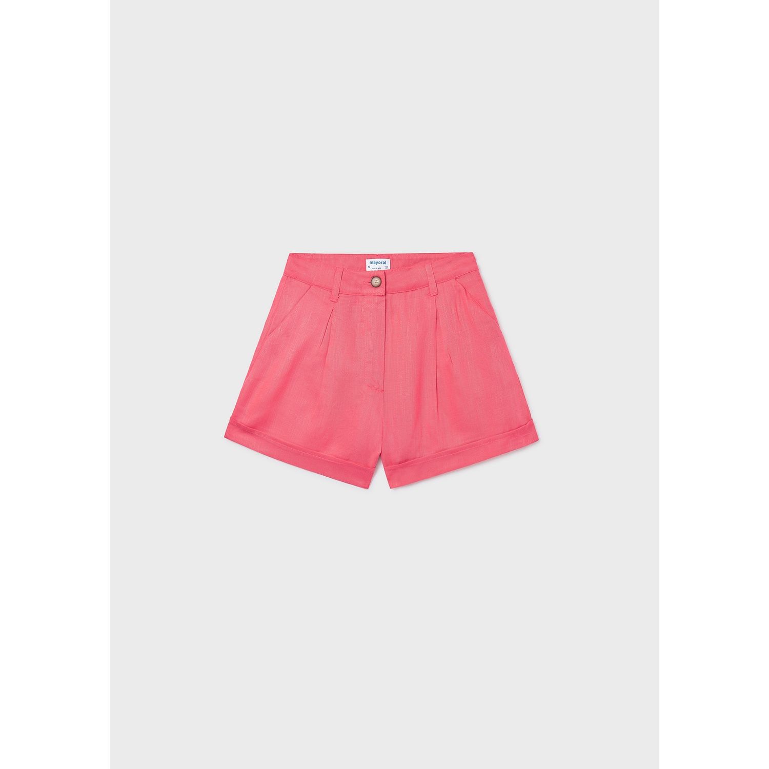 CORAL LINEN LOOK SHORTS CUFF / 6201-070