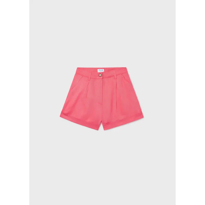 CORAL LINEN LOOK SHORTS CUFF / 6201-070