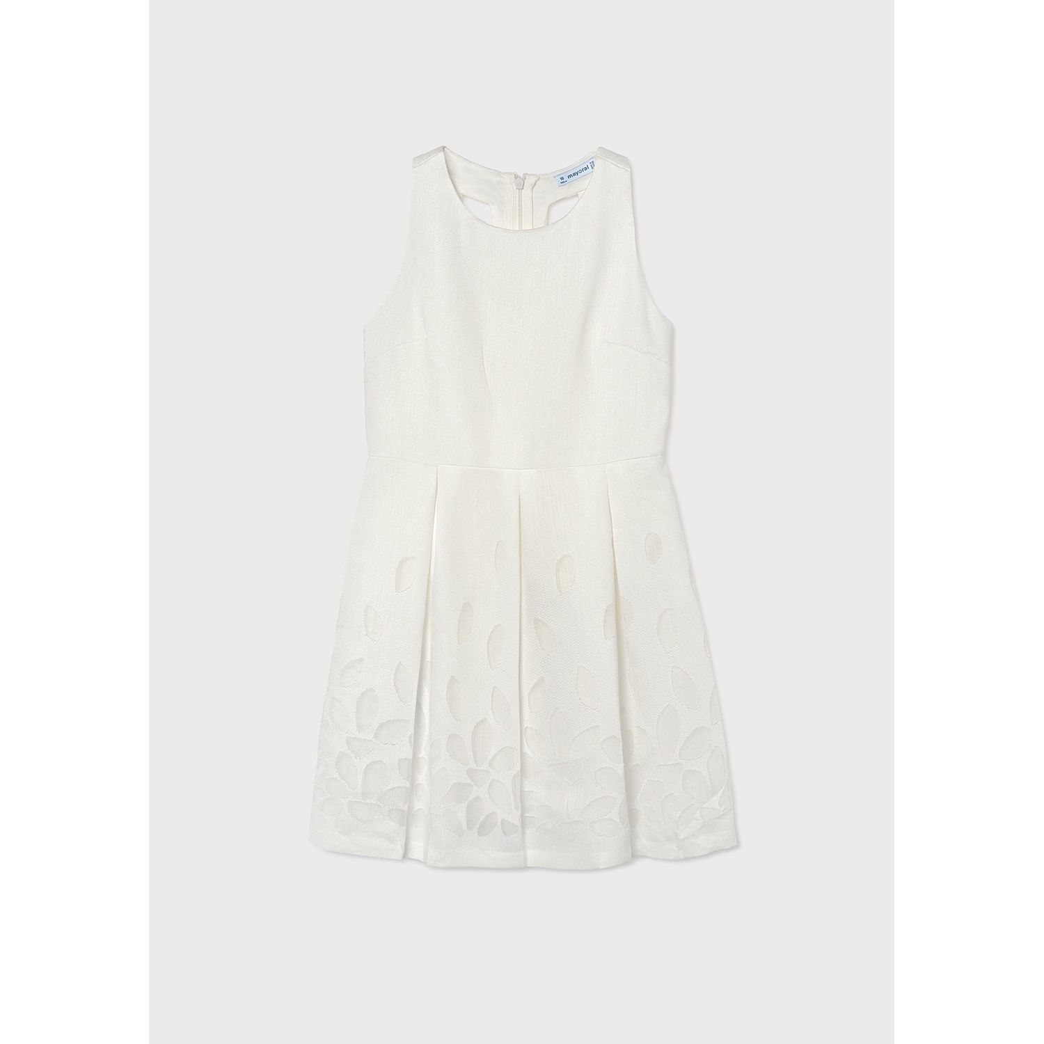 OFF WHITE DRESS SHEER LEAF PATTERN SEMI OPEN BACK / 6906-061
