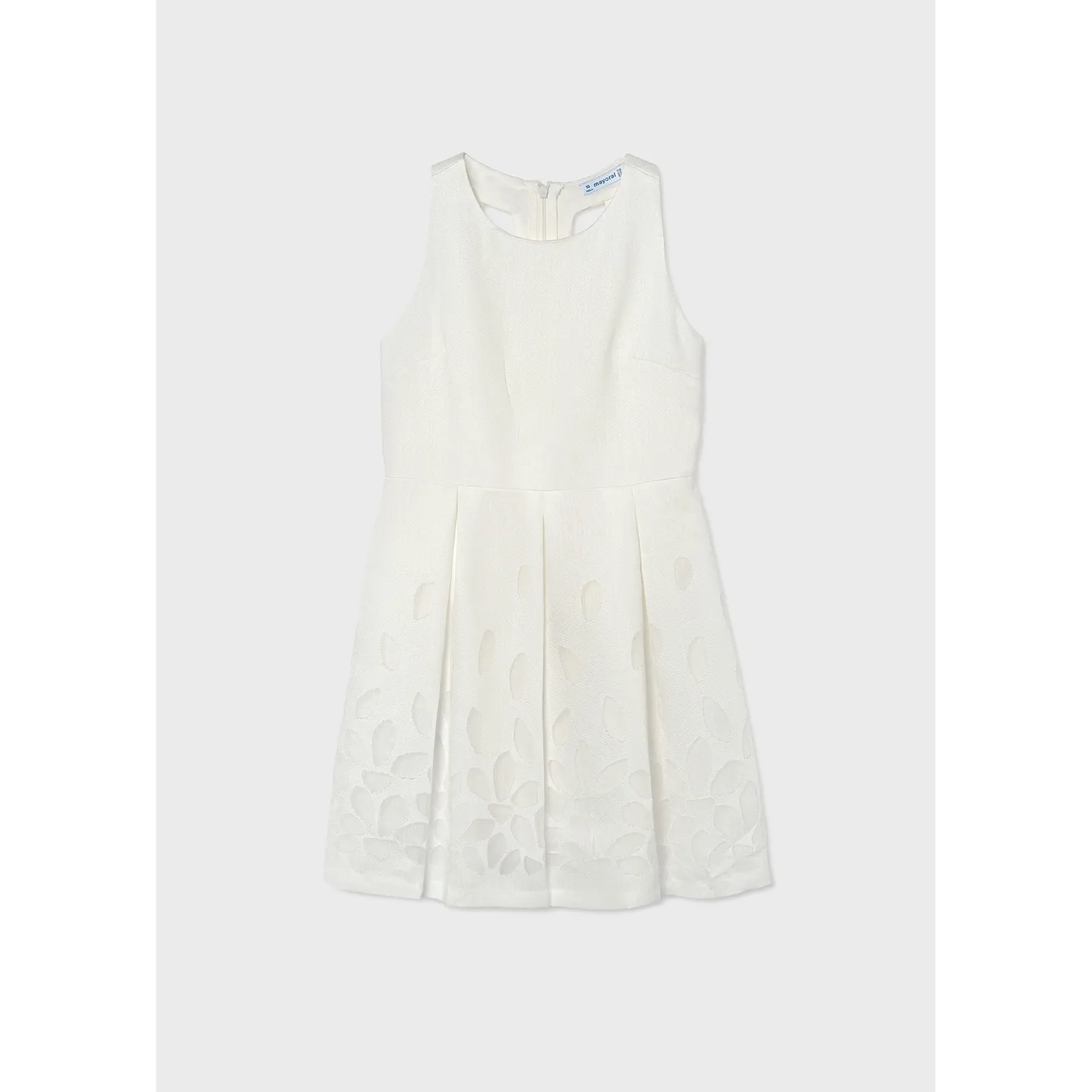 OFF WHITE DRESS SHEER LEAF PATTERN SEMI OPEN BACK / 6906-061