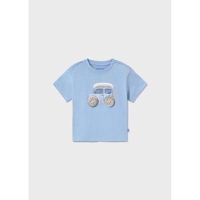 SKY BLUE TSHIRT TRUCK WEEL APPLIQUE SHORT SLEEVE / 1011-089 SKY BLUE TSHIRT TRUCK WEEL APPLIQUE SHORT SLEEVE / 1011-089