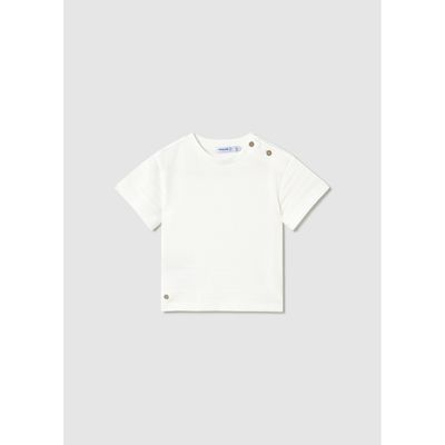 CREAM TSHIRT SHORT SLEEVE RIBBED EFFECT / 1003-081