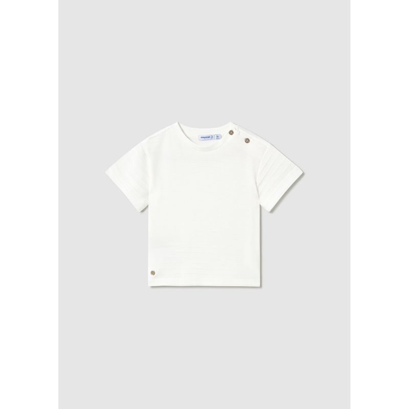 CREAM TSHIRT SHORT SLEEVE RIBBED EFFECT / 1003-081