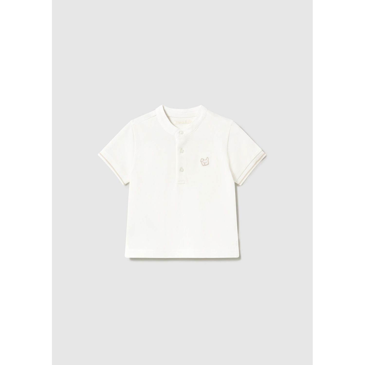 CREAM POLO TSHIRT MAO COLLAR SHORT SLEEVE / 1106-036