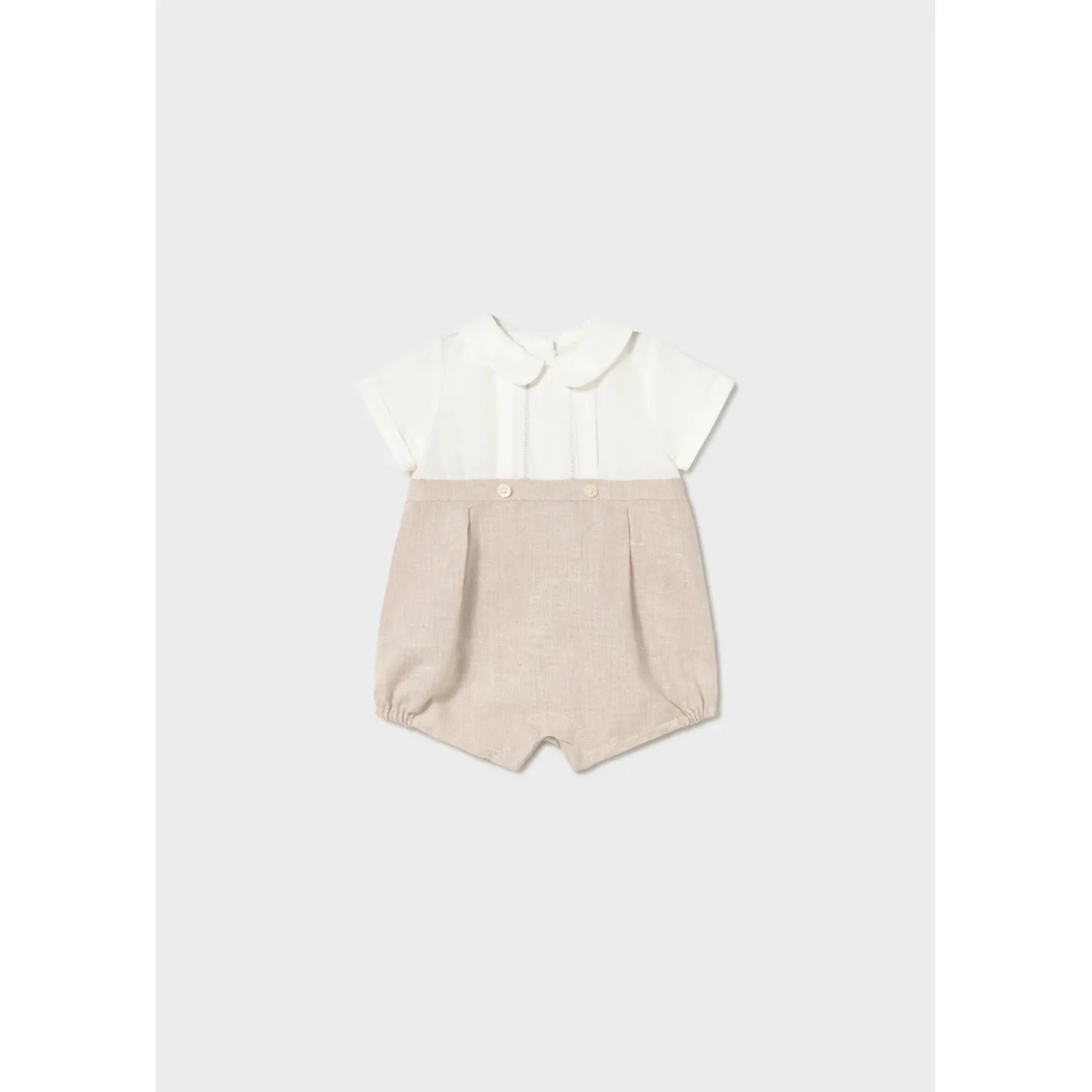CREAM & BEIGE SHORT ROMPER DRESSY / 1604-092