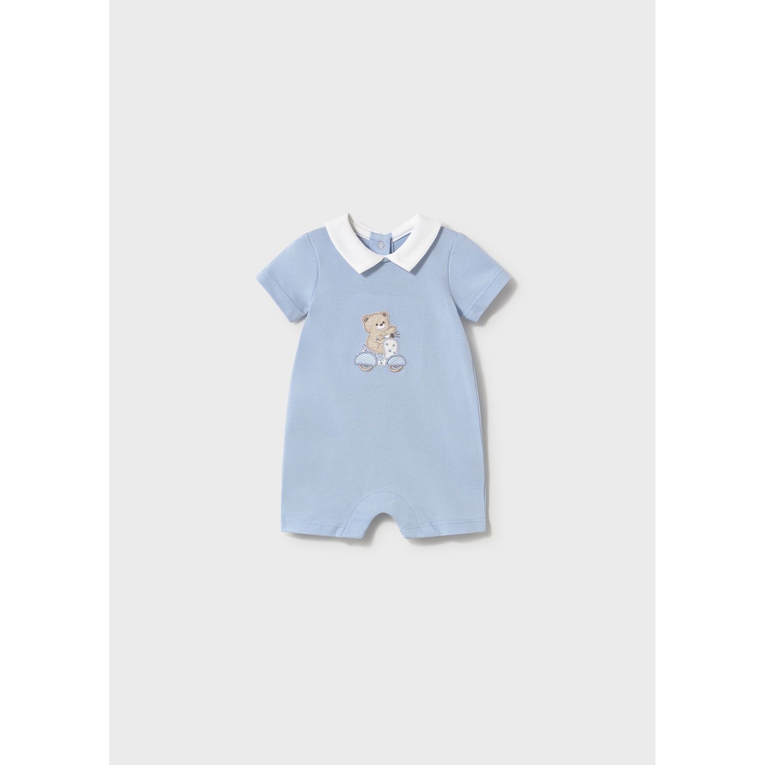 SKY BLUE SHORT ROMPER WHITE COLLAR / 1715-093