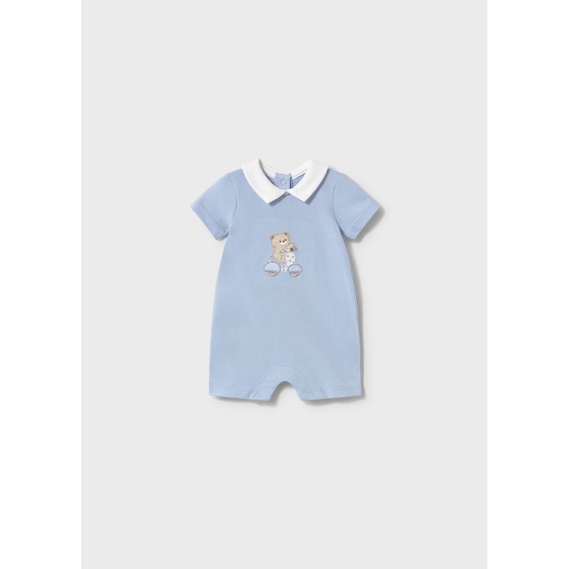 SKY BLUE SHORT ROMPER WHITE COLLAR / 1715-093