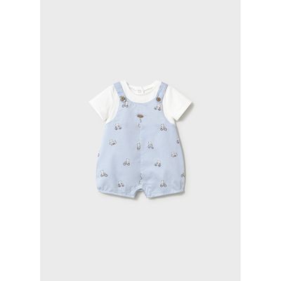 BLUE STRIPE SHORT ROMPER WHITE IMITATION TSHIRT / 1613-037 BLUE STRIPE SHORT ROMPER WHITE IMITATION TSHIRT / 1613-037