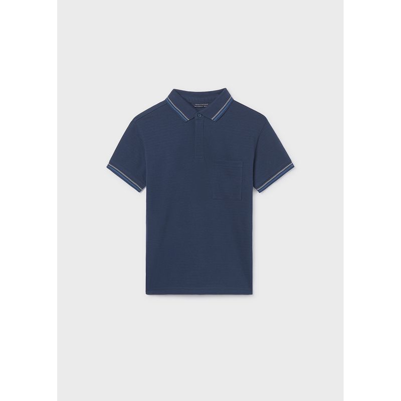 NAVY POLO TOP SHORT SLEEVE W/POCKET / 6164-058