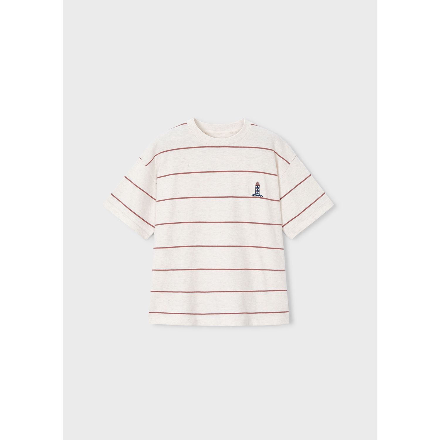 CREAM & RED STRIPE TSHIRT SHORT SLEEVE KNIT / 6044-332