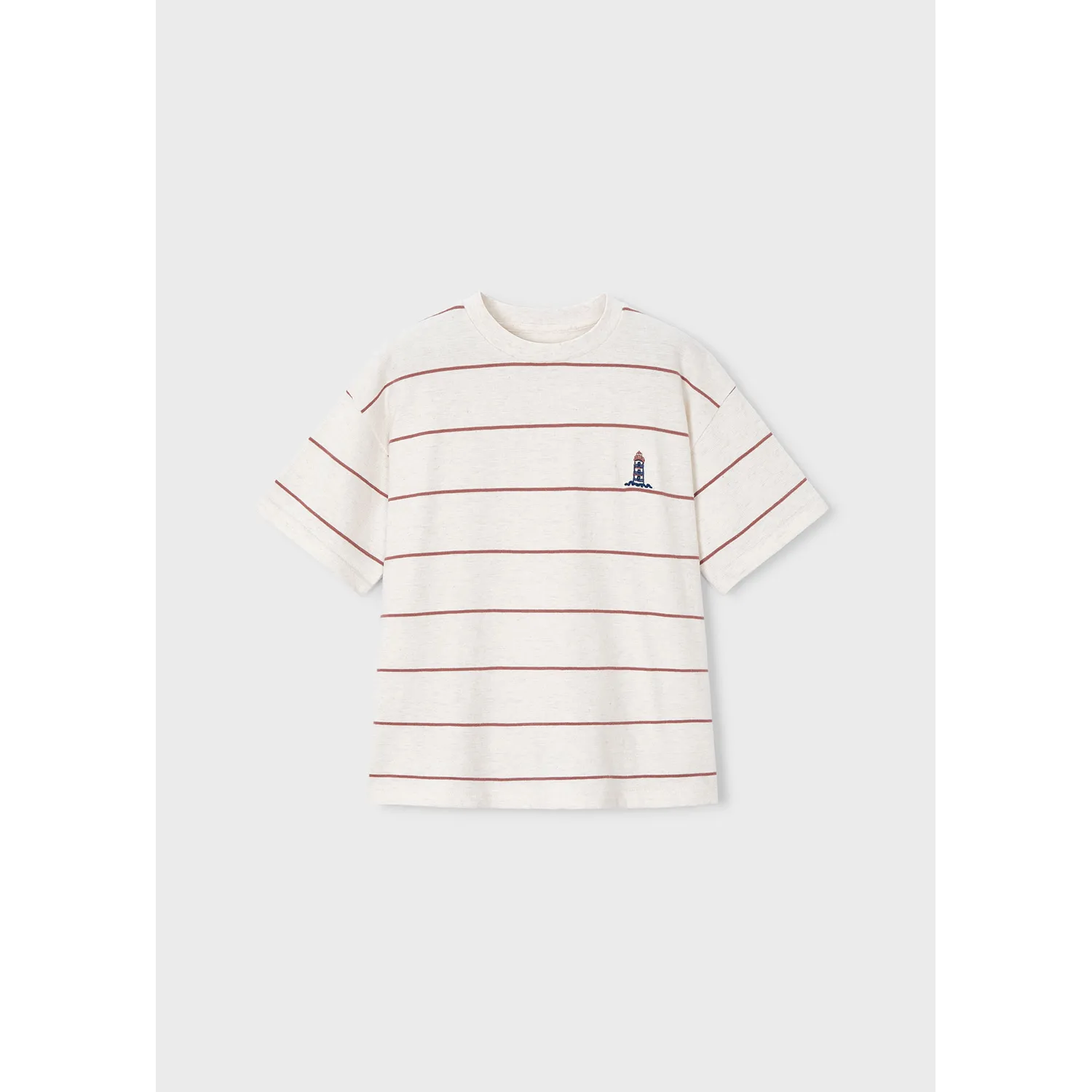 CREAM & RED STRIPE TSHIRT SHORT SLEEVE KNIT / 6044-332