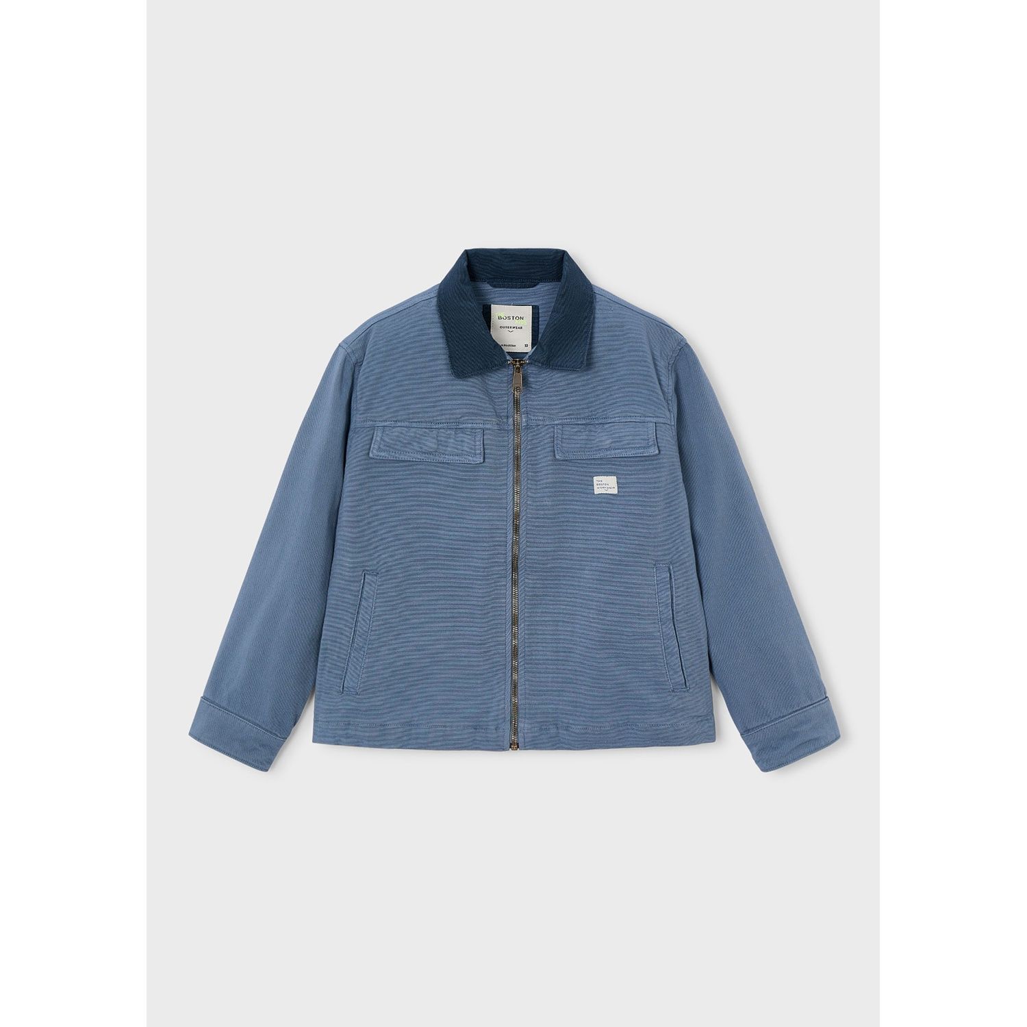 BLUE GRAY JACKET WORKER STYLE ZIP CLOSURE BLK COLLAR / 6426-405