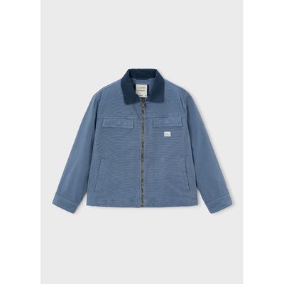 BLUE GRAY JACKET WORKER STYLE ZIP CLOSURE BLK COLLAR / 6426-405