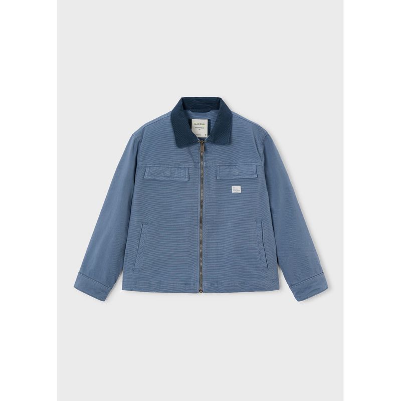 BLUE GRAY JACKET WORKER STYLE ZIP CLOSURE BLK COLLAR / 6426-405